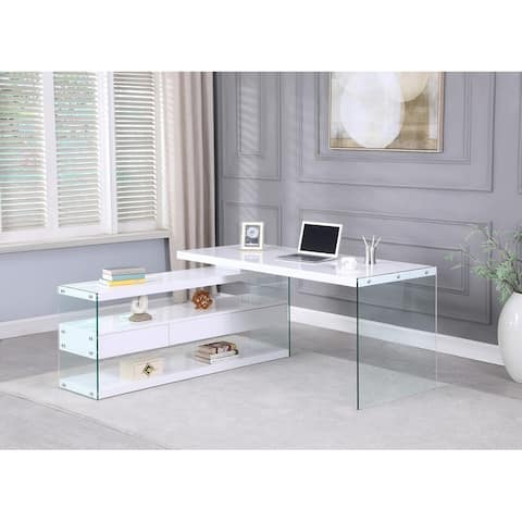 Somette Rotatable Wooden Desk with 3 Drawers