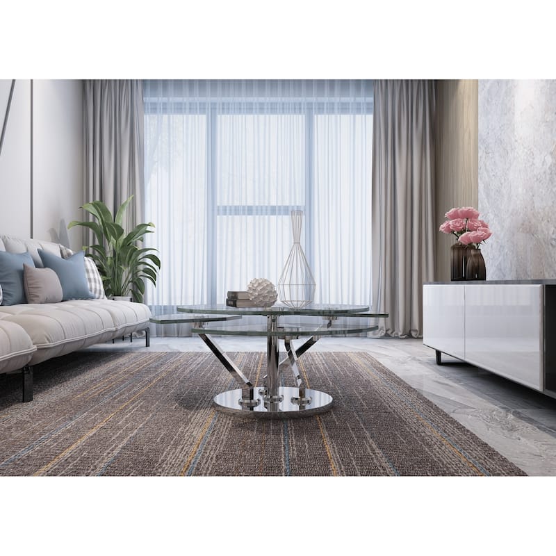 Somette Cocktail Table with 32" Round Glass Top - Cocktail Table