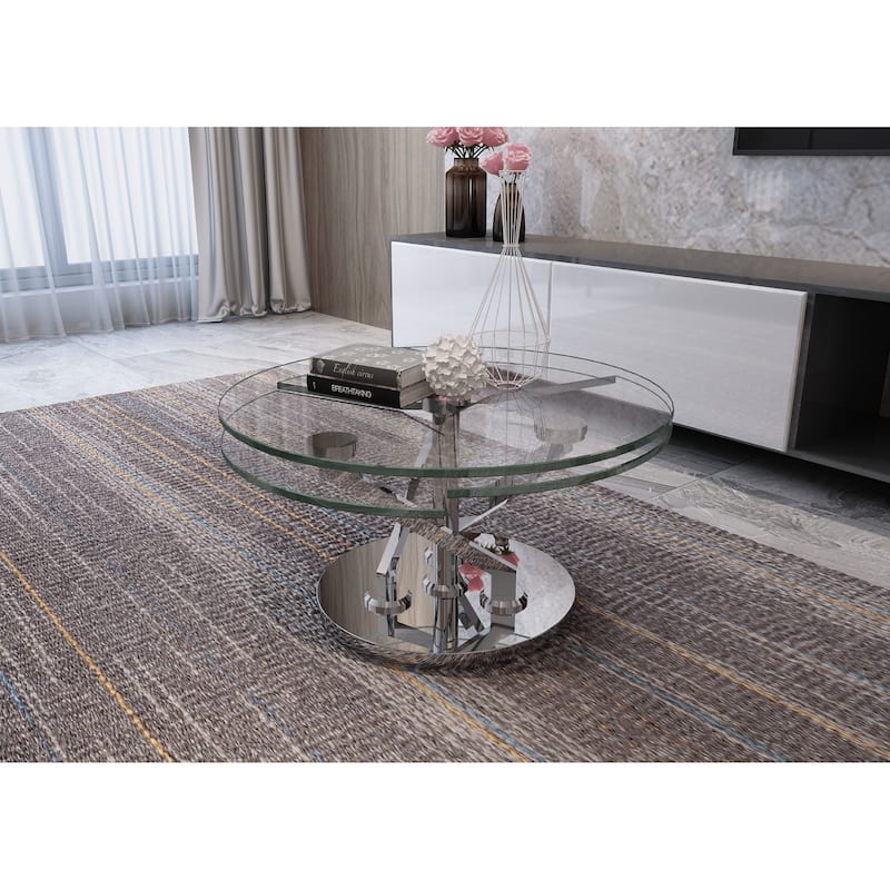 Somette Cocktail Table with 32" Round Glass Top - Cocktail Table