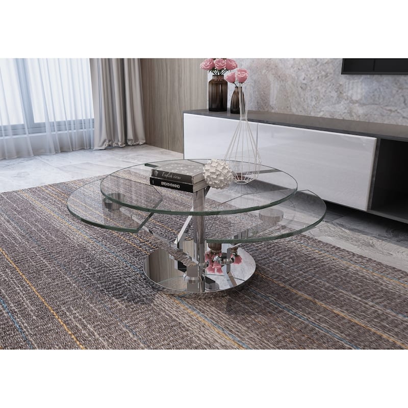 Somette Cocktail Table with 32" Round Glass Top - Cocktail Table