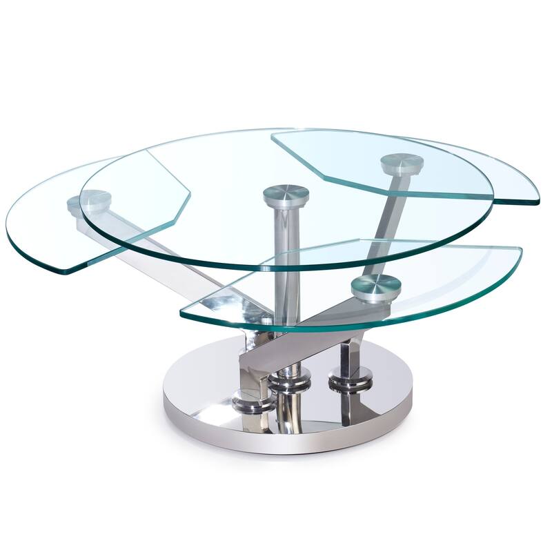 Somette Cocktail Table with 32" Round Glass Top - Cocktail Table