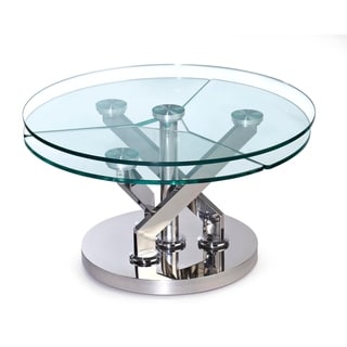 Somette Cocktail Table with 32" Round Glass Top - Cocktail Table