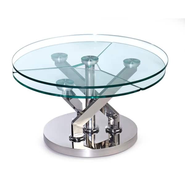 slide 2 of 9, Somette Cocktail Table with 32" Round Glass Top - Cocktail Table