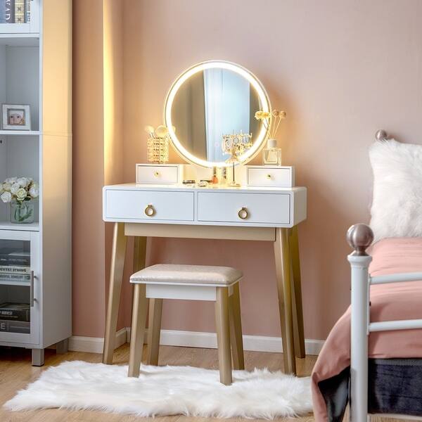 Shop Vanity Table Set 3 Color Adjustable Led Light Detachable