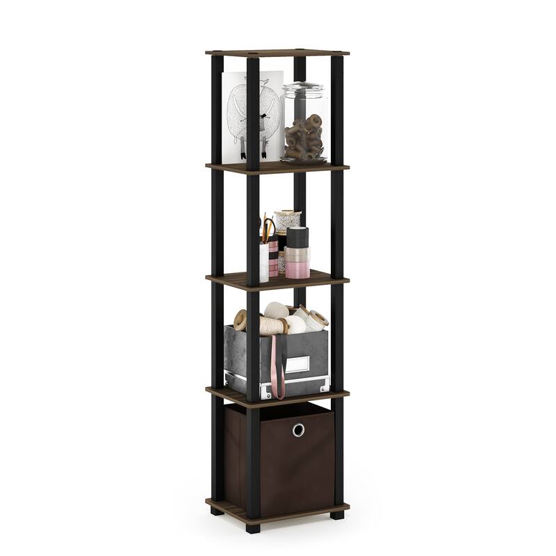 Furinno TNT No Tools 5-Tier Display Decorative Shelf with One Bin