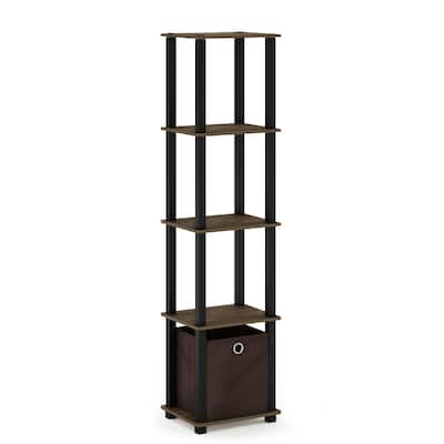 Furinno TNT No Tools 5-Tier Display Decorative Shelf with One Bin