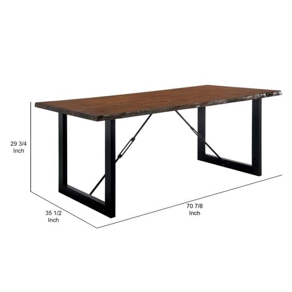 Industrial Wooden Dining Table with U Shaped Base, Brown and Black ...