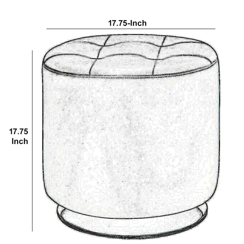 Round Leatherette Swivel Ottoman with Tufted Seat, Gray and Black