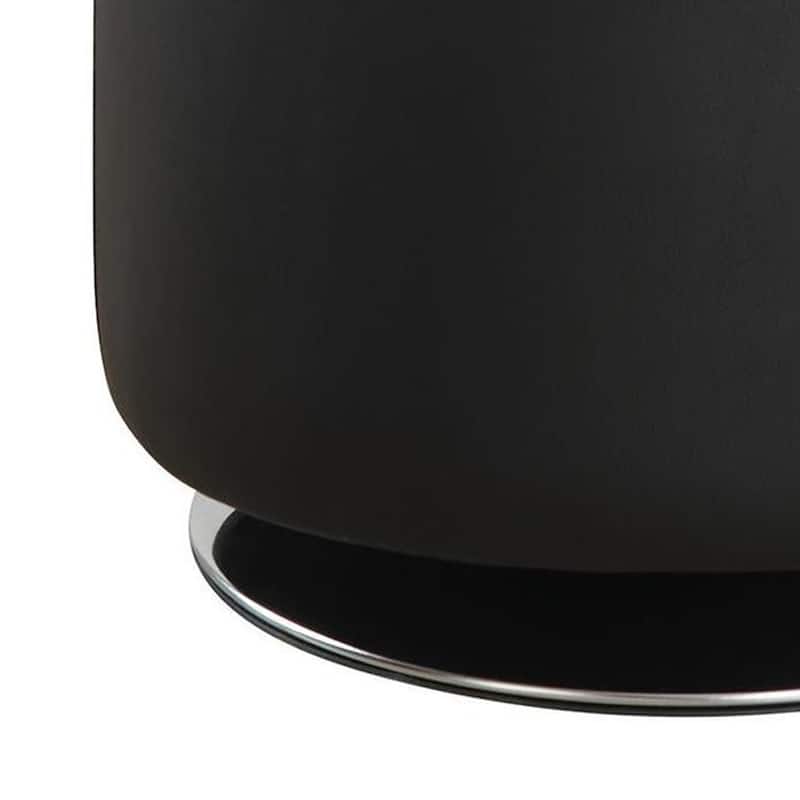 Round Leatherette Swivel Ottoman with Tufted Seat, Black