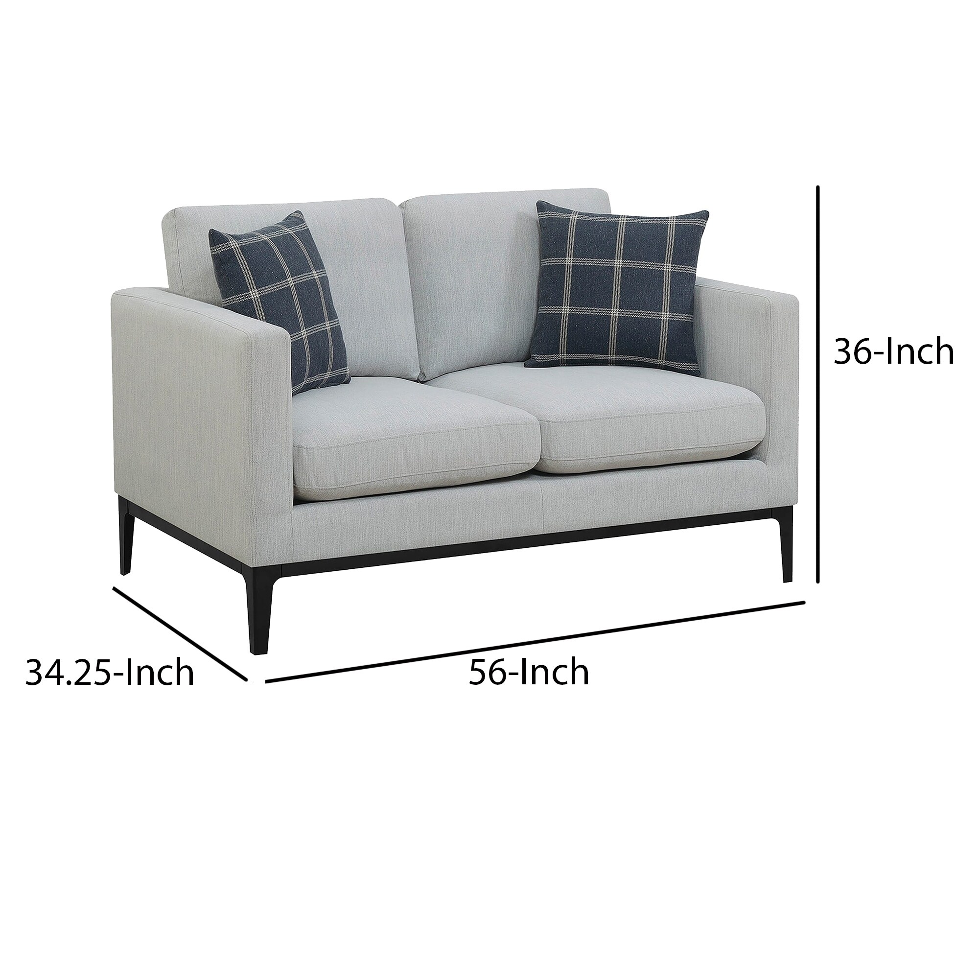 Shop Fabric Upholstered Metal Loveseat With Reversible Seat Cushions Gray Overstock 30915333