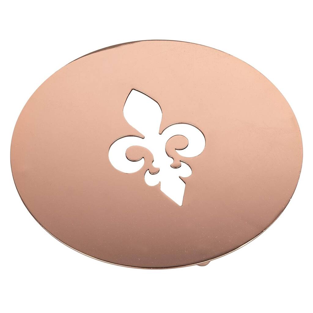 Creative Home 8" Copper Plated Metal Round Trivet with Fleur De Lis Motif