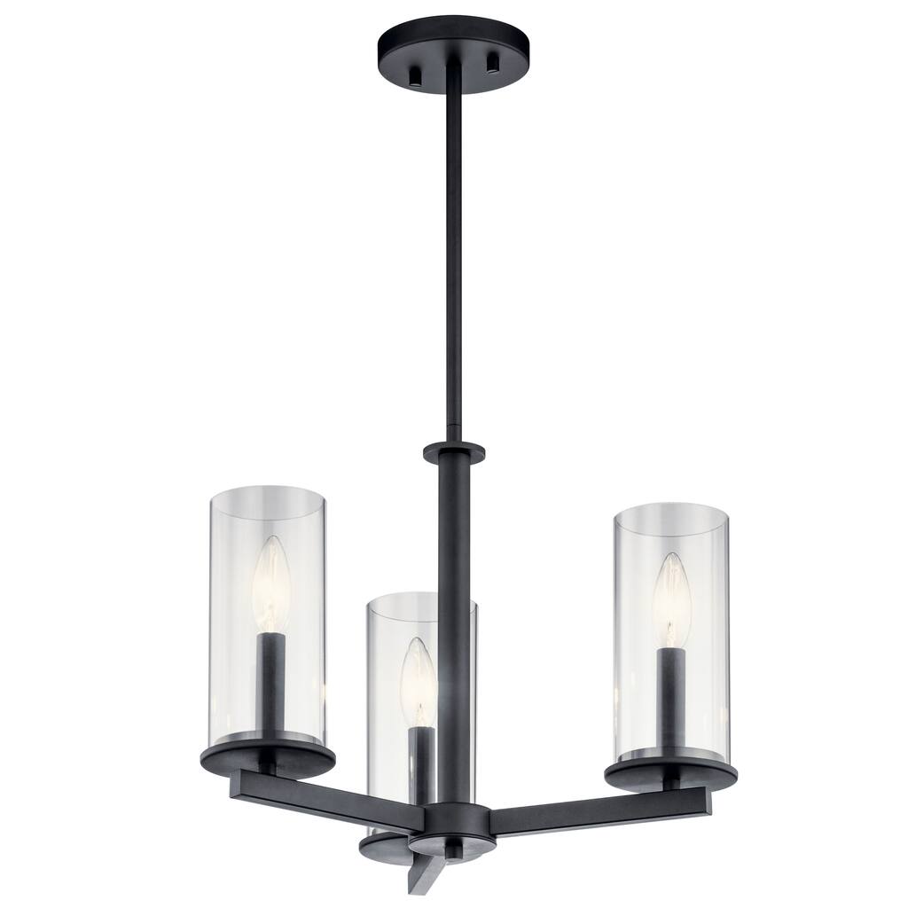 Kichler Lighting Crosby 3-Light Semi Flush Chandelier Black