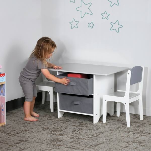 Shop Milliard Kids Table And Chair Set Wood With Storage Baskets
