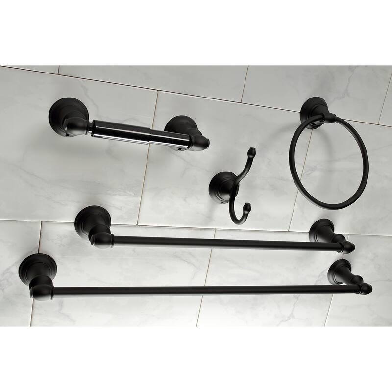 Kingston Brass Provence 5-Piece Bathroom Accessory Set in Black