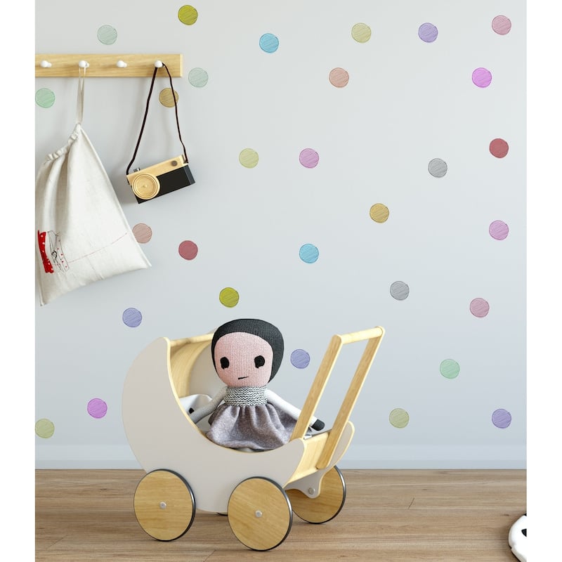 88 Pieces 2" Hand Drawing Colorful Polka Dots Wall Decal Set