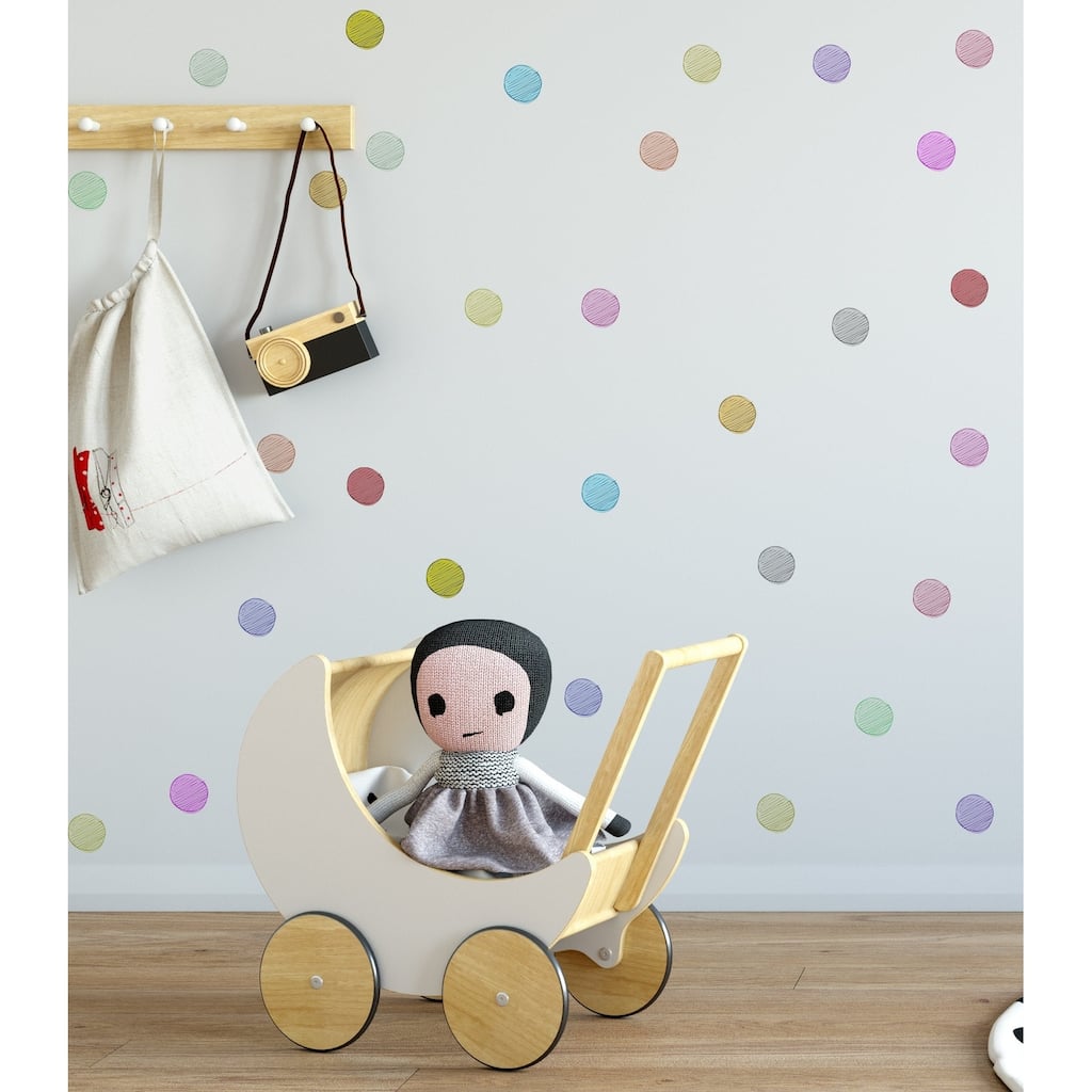 88 Pieces 2" Hand Drawing Colorful Polka Dots Wall Decal Set