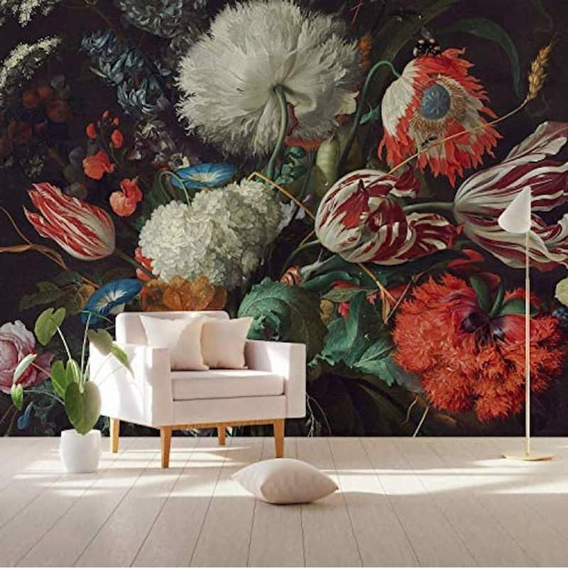 GK Wall Design Red Tulip Flower Floral Removable Wallpaper