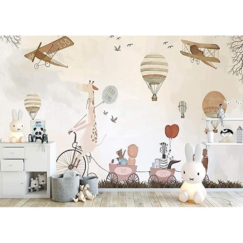 GK Wall Design Vintage Hot Air Balloons and Animals Removable Wallpaper