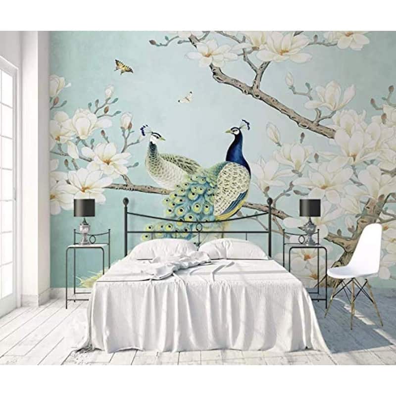 GK Wall Design Chinese Peacock Magnolia Removable Wallpaper