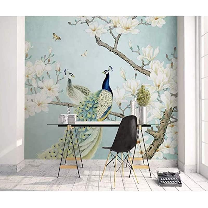 GK Wall Design Chinese Peacock Magnolia Removable Wallpaper