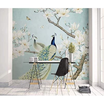 Chinese Peacock Magnolia Textile Wallpaper