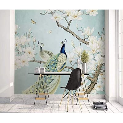 GK Wall Design Chinese Peacock Magnolia Removable Wallpaper