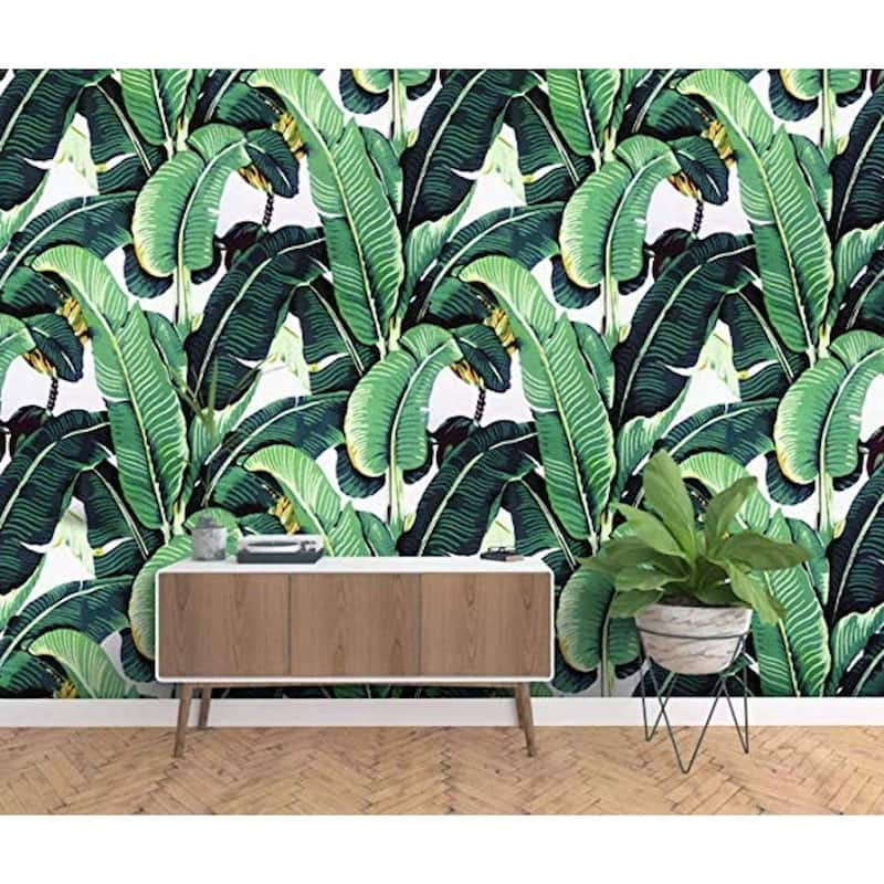 Banana Tropical Leaves Textile Wallpaper - On Sale - Bed Bath & Beyond ...