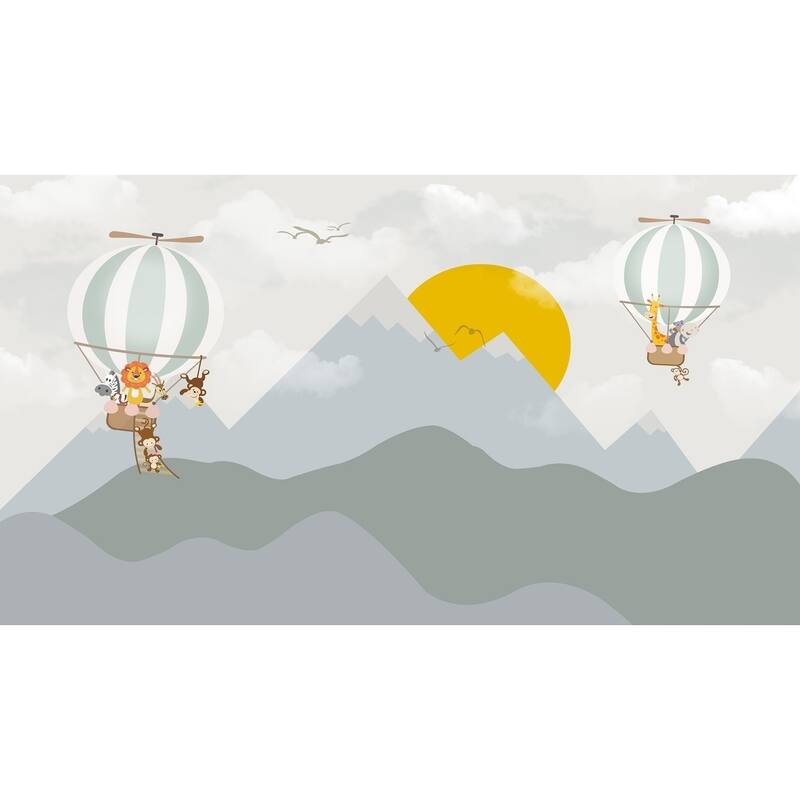 GK Wall Design Sunrise Hot Air Balloon Mountain Wallpaper