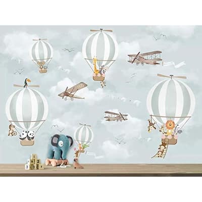 GK Wall Design Hot Air Balloon Animals and Airplane Wallpaper