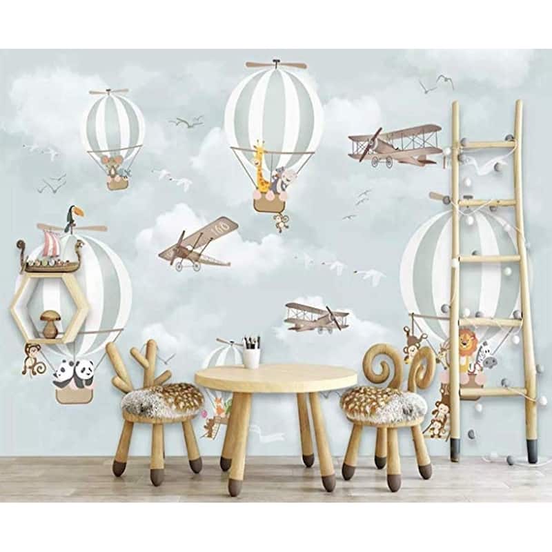 GK Wall Design Hot Air Balloon Animals and Airplane Wallpaper