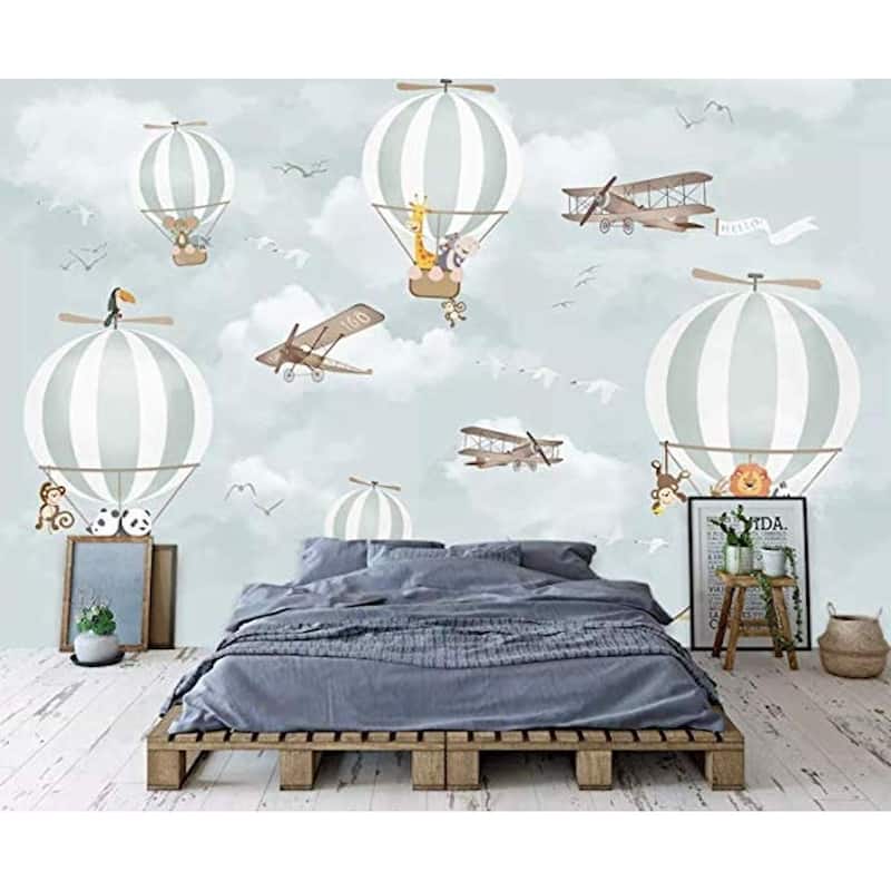 GK Wall Design Hot Air Balloon Animals and Airplane Wallpaper