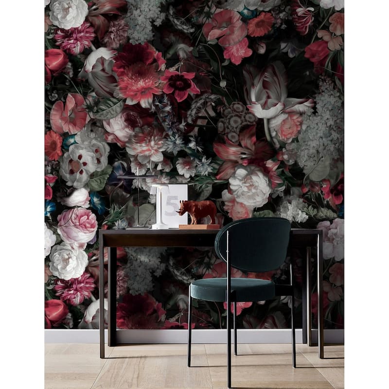 Red Flower Bouquet Floral Textile Wallpaper - Bed Bath & Beyond - 30920348