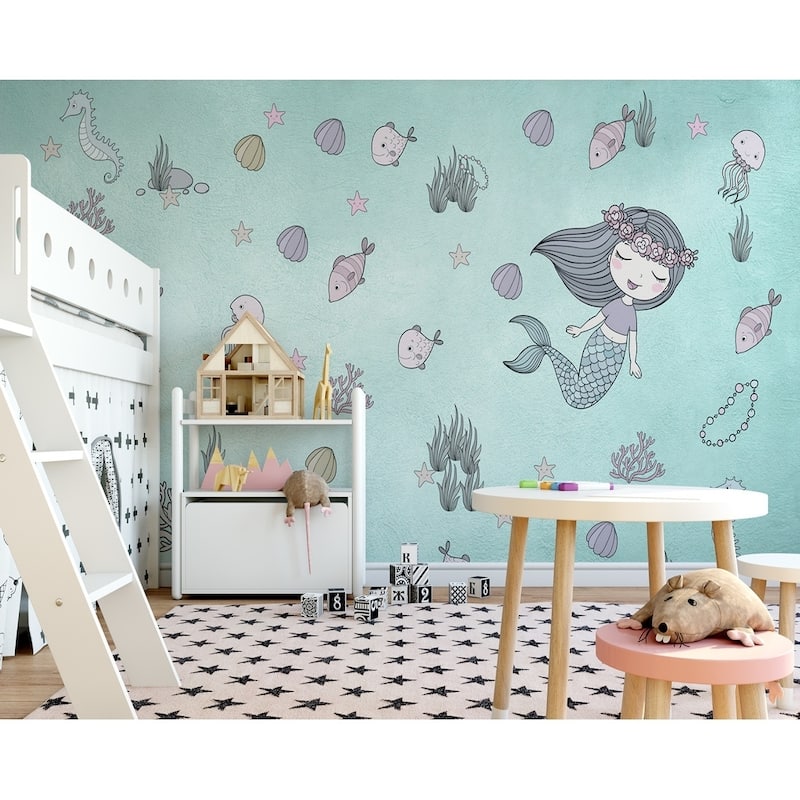 Mermaid Ariel Starfish Kids Textile Wallpaper - Bed Bath & Beyond ...