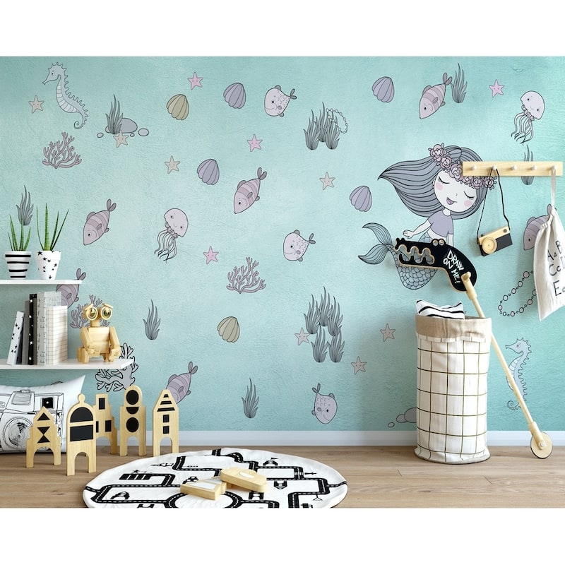 Mermaid Ariel Starfish Kids Textile Wallpaper - Bed Bath & Beyond ...