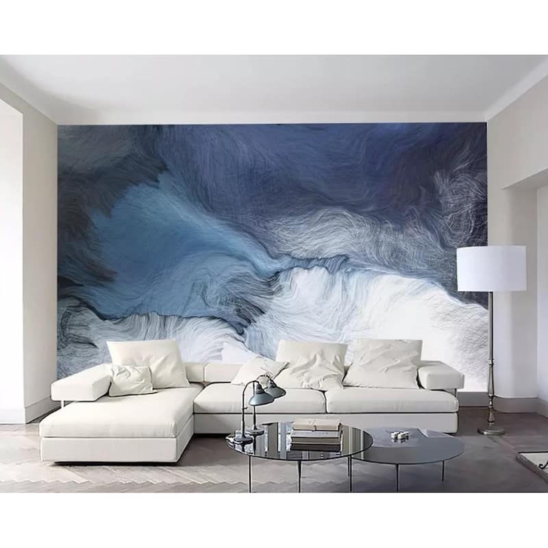 GK Wall Design Abstract Brush Marbled Dark Blue Splash Removable Wallpaper