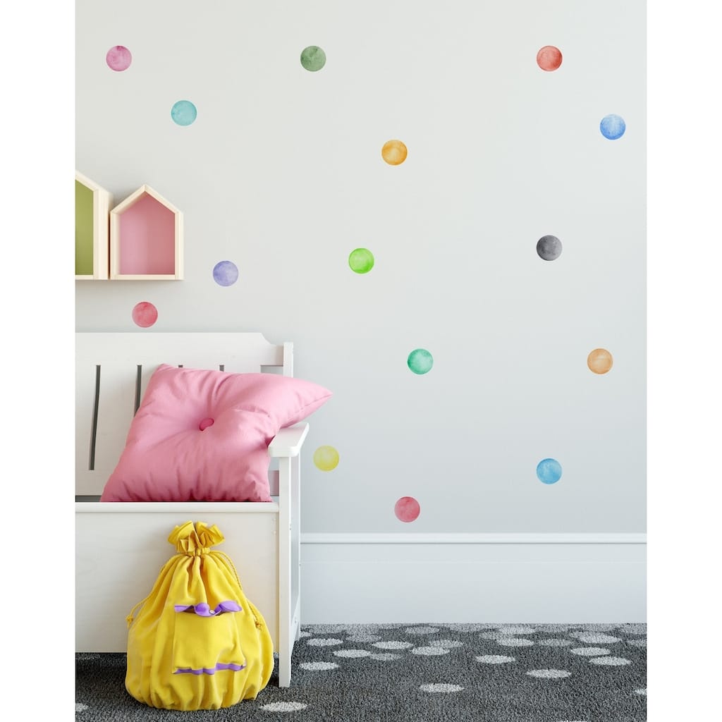 63 Pieces 3" Watercolor Little Circles Polka Dots Wall Sticker Set