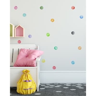63 Pieces 3" Watercolor Little Circles Polka Dots Wall Sticker Set