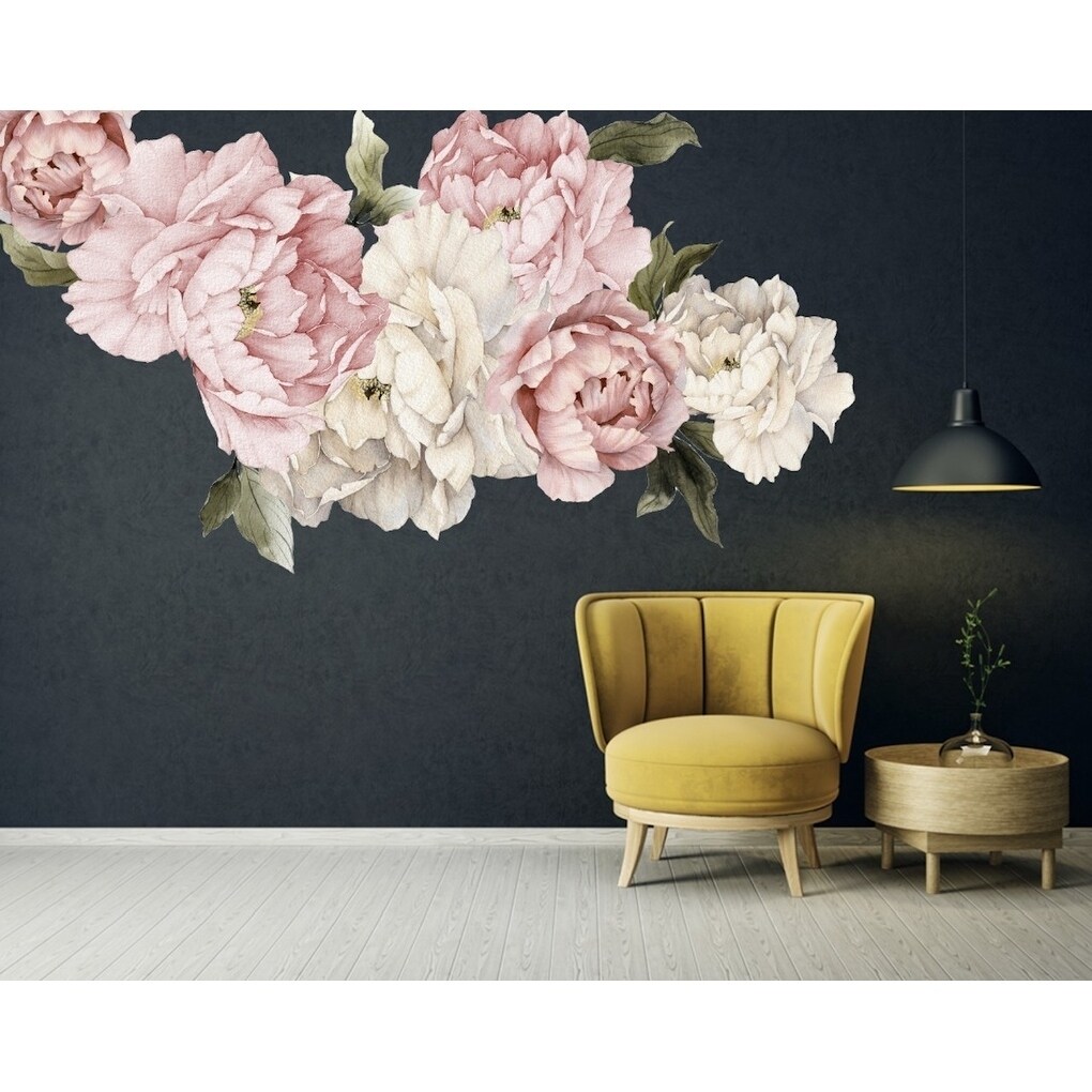 White Peony Flowers Removable Floral Wall Decal Set - On Sale - Bed Bath &  Beyond - 31718407