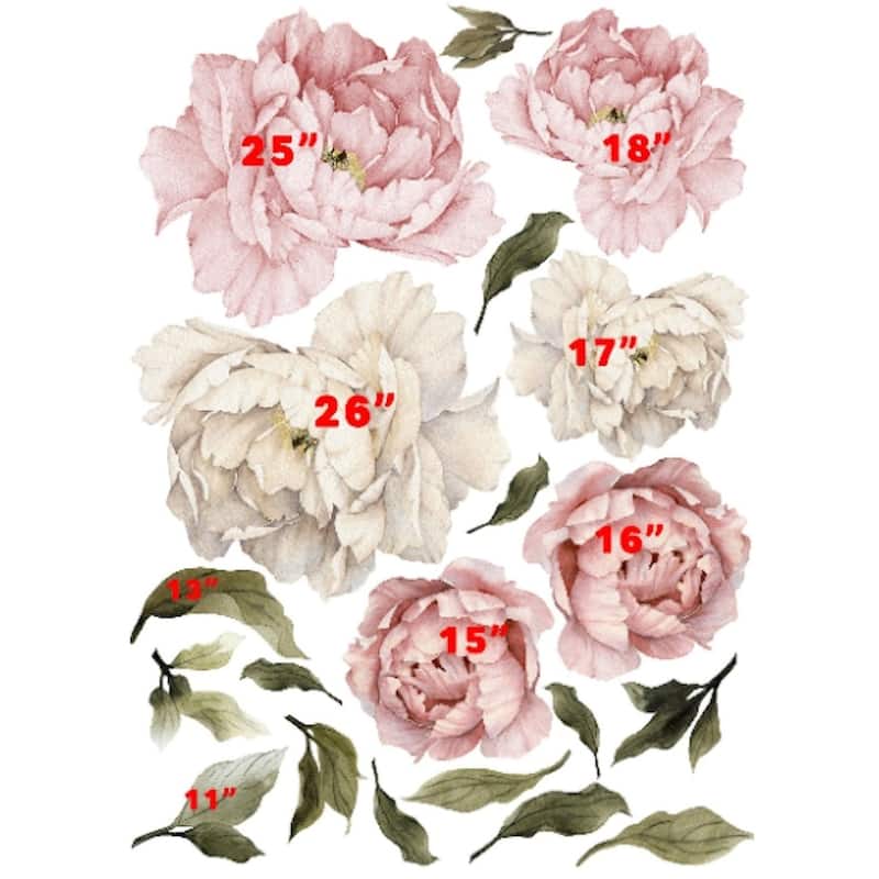 20 Piece Peonies Wall Decal Set