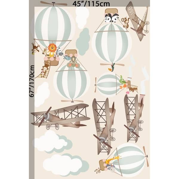 Shop Hot Air Balloon And Vintage Aircraft Wall Decal Overstock 30920388