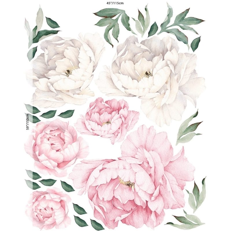 28 Piece Peony Flowers Wall Decal Set