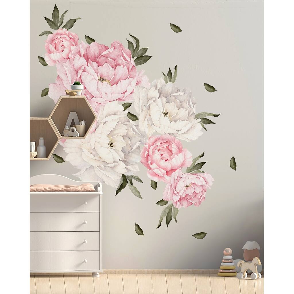 28 Piece Peony Flowers Wall Decal Set