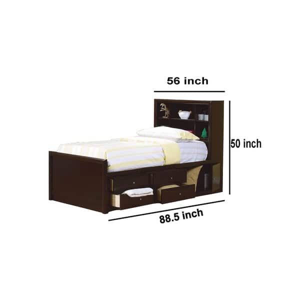 Wooden Full Size Bed With Bookcase Headboard And Storage Unit Full Size Bed With Bookcase Headboard
