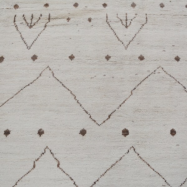 Geometric Tribal Moroccan Area Rug Hand-Knotted Dining Room Carpet - 8'6" x 9'7". Opens flyout.