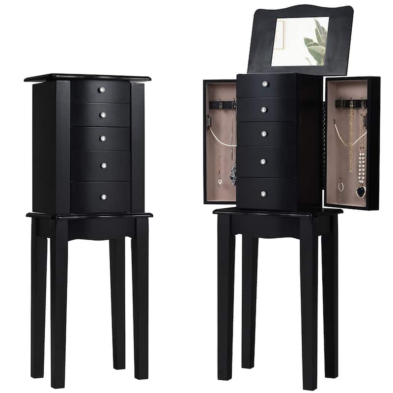 Mirrored Jewelry Cabinet Armoire Storage Chest Organizer Free Stand