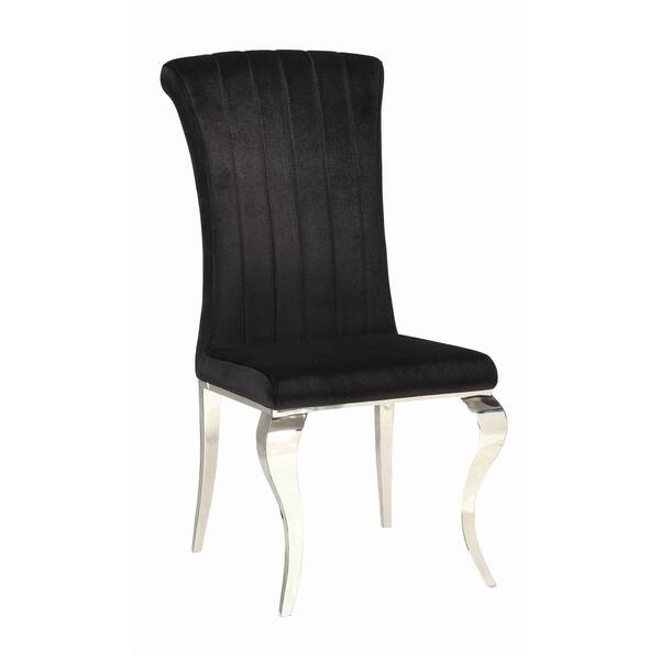 Metal Dining Chair With Cabriole Front Legs Set Of 4 Black And Chrome On Sale Overstock 30922134