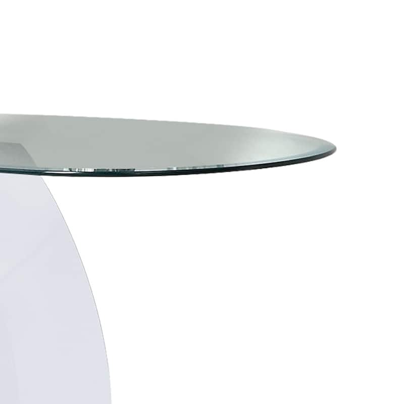 Contemporary Tempered Glass Top Sofa Table with O Shape Base, White