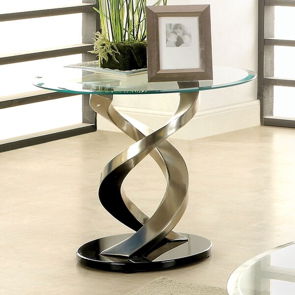 round glass top metal end table