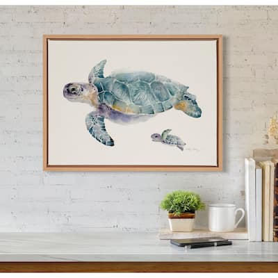 Kate and Laurel Sylvie Swim Along with Me Framed Canvas by Cathy Zhang