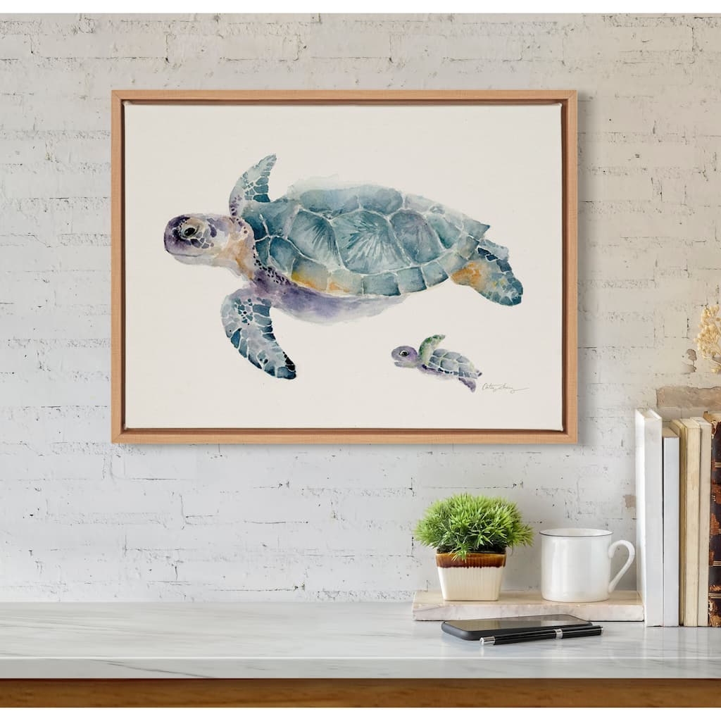 Kate and Laurel Sylvie Swim Along with Me Framed Canvas by Cathy Zhang